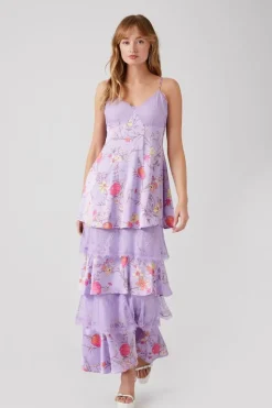 Floral Lace-Tiered Maxi Dress
