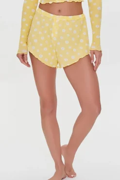 Floral Lettuce-Edge Lounge Shorts