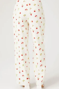 Floral Linen-Blend Pants