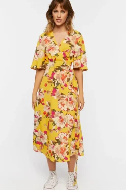 Floral Midi Wrap Dress