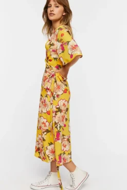 Floral Midi Wrap Dress