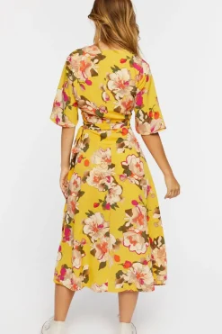 Floral Midi Wrap Dress