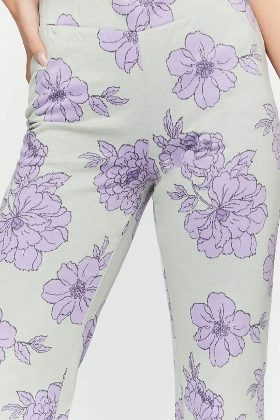 Floral Mid-Rise Flare Pants