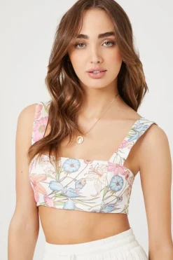 Floral Organza Super-Cropped Top