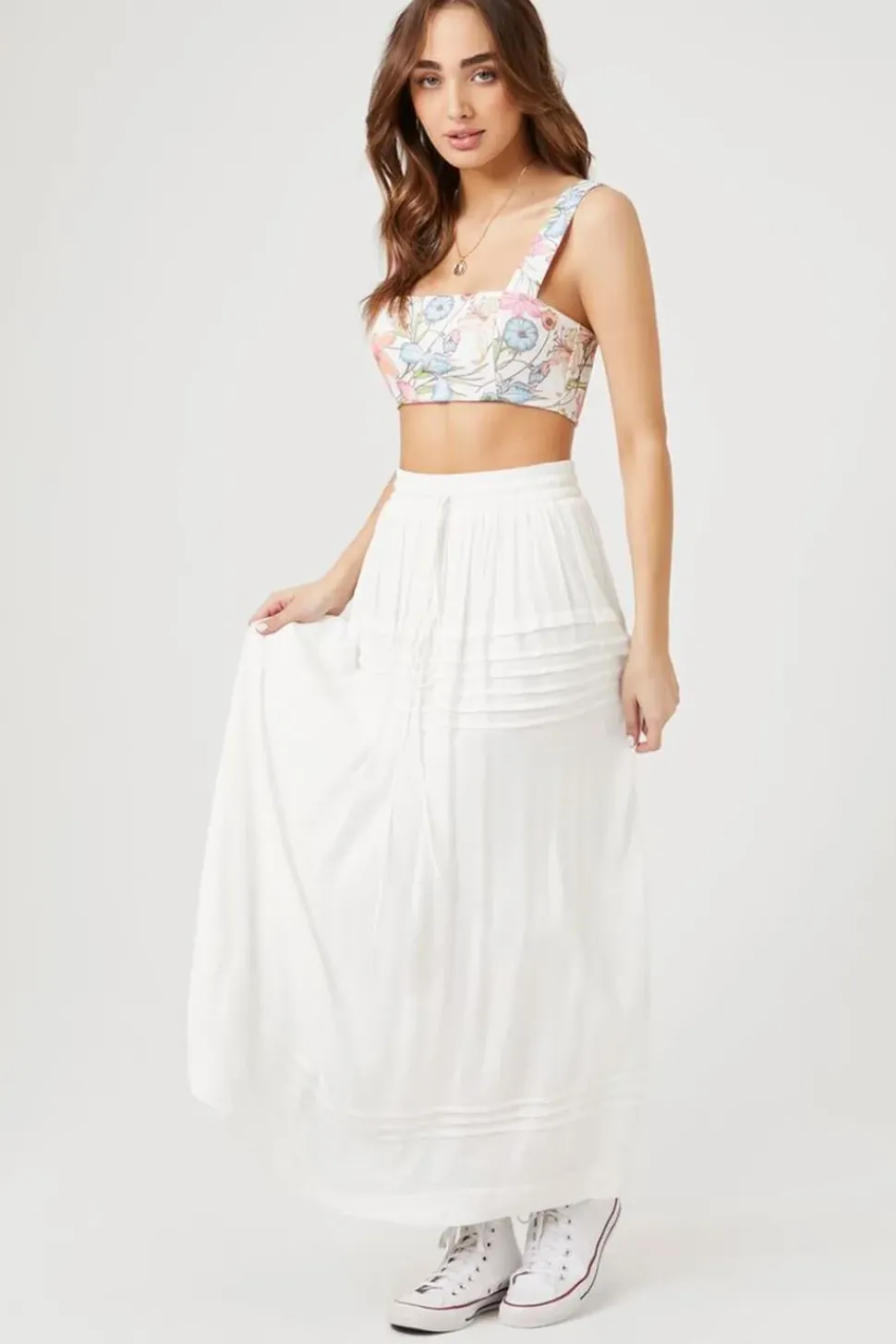 Floral Organza Super-Cropped Top