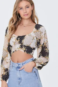 Floral Patternblock Crop Top