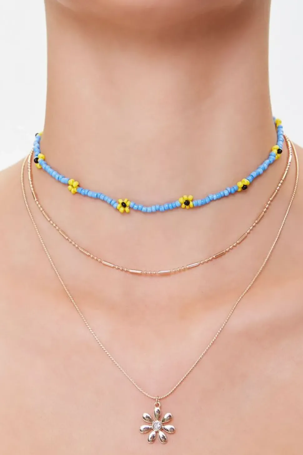 Floral Pendant Necklace Set