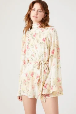 Floral Print Bell-Sleeve Romper