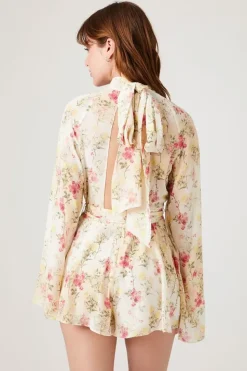 Floral Print Bell-Sleeve Romper