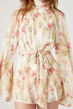 Floral Print Bell-Sleeve Romper