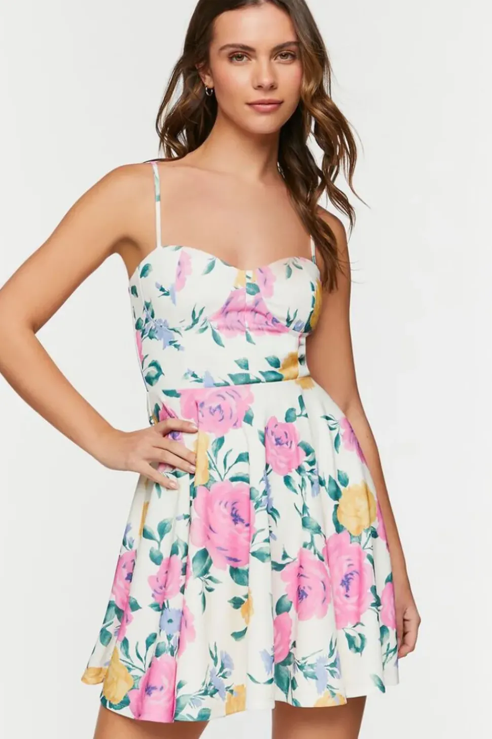 Floral Print Bustier Cami Mini Dress