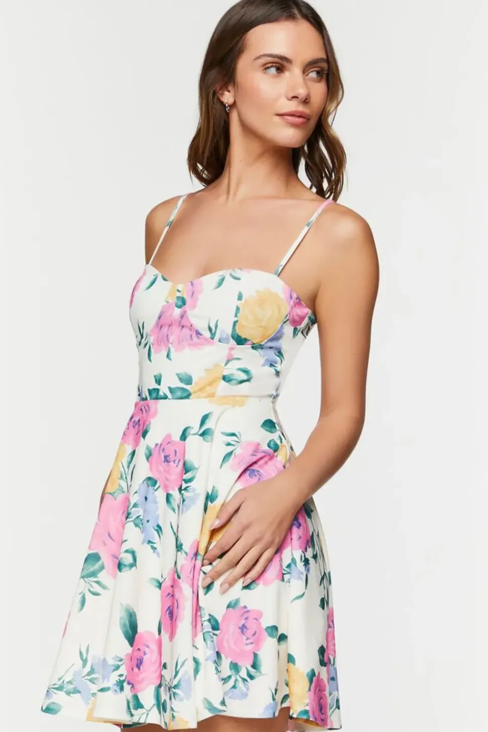 Floral Print Bustier Cami Mini Dress