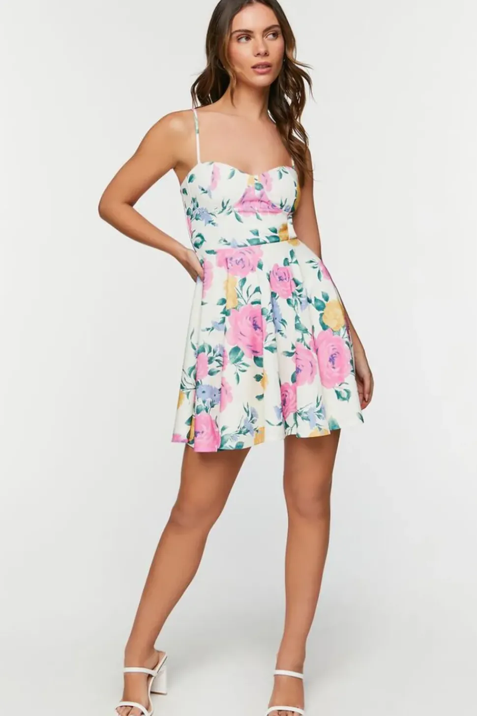 Floral Print Bustier Cami Mini Dress