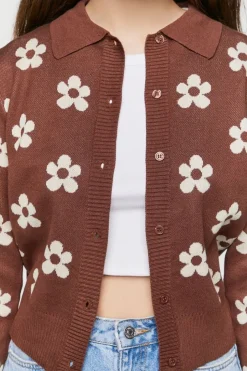 Floral Print Cardigan Sweater
