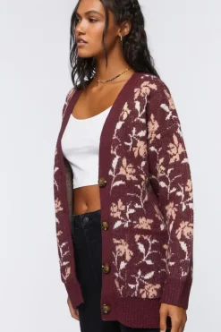 Floral Print Cardigan Sweater