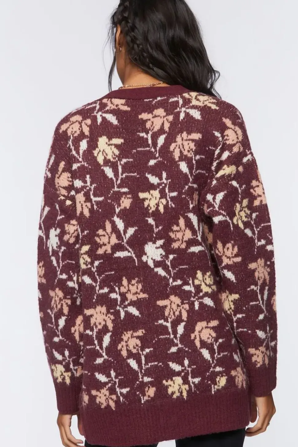 Floral Print Cardigan Sweater
