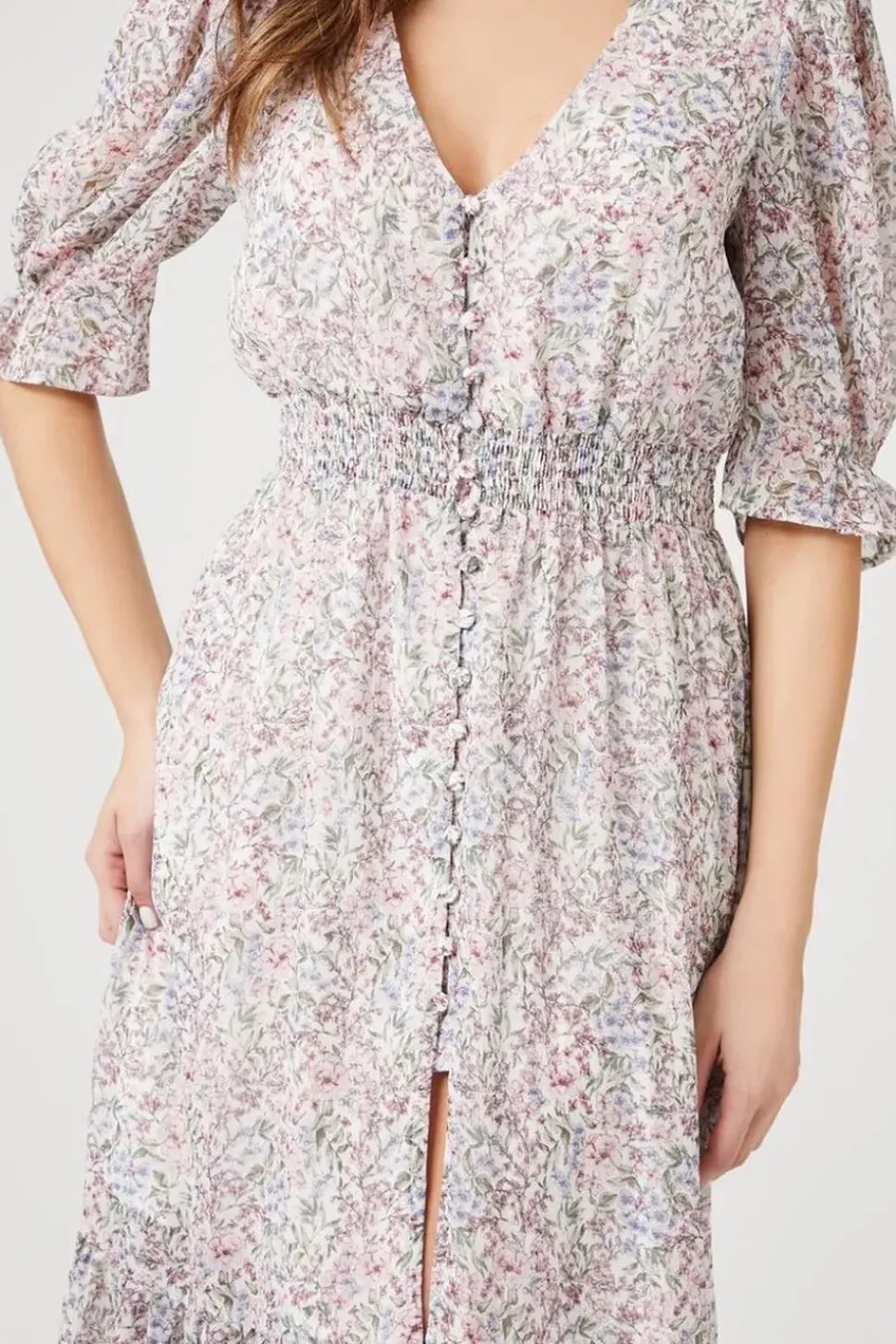 Floral Print Chiffon Midi Dress