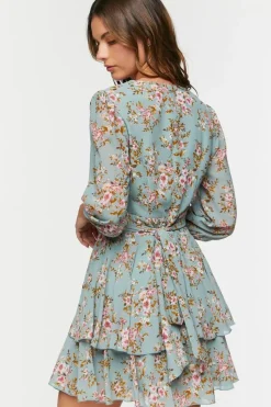 Floral Print Chiffon Mini Dress