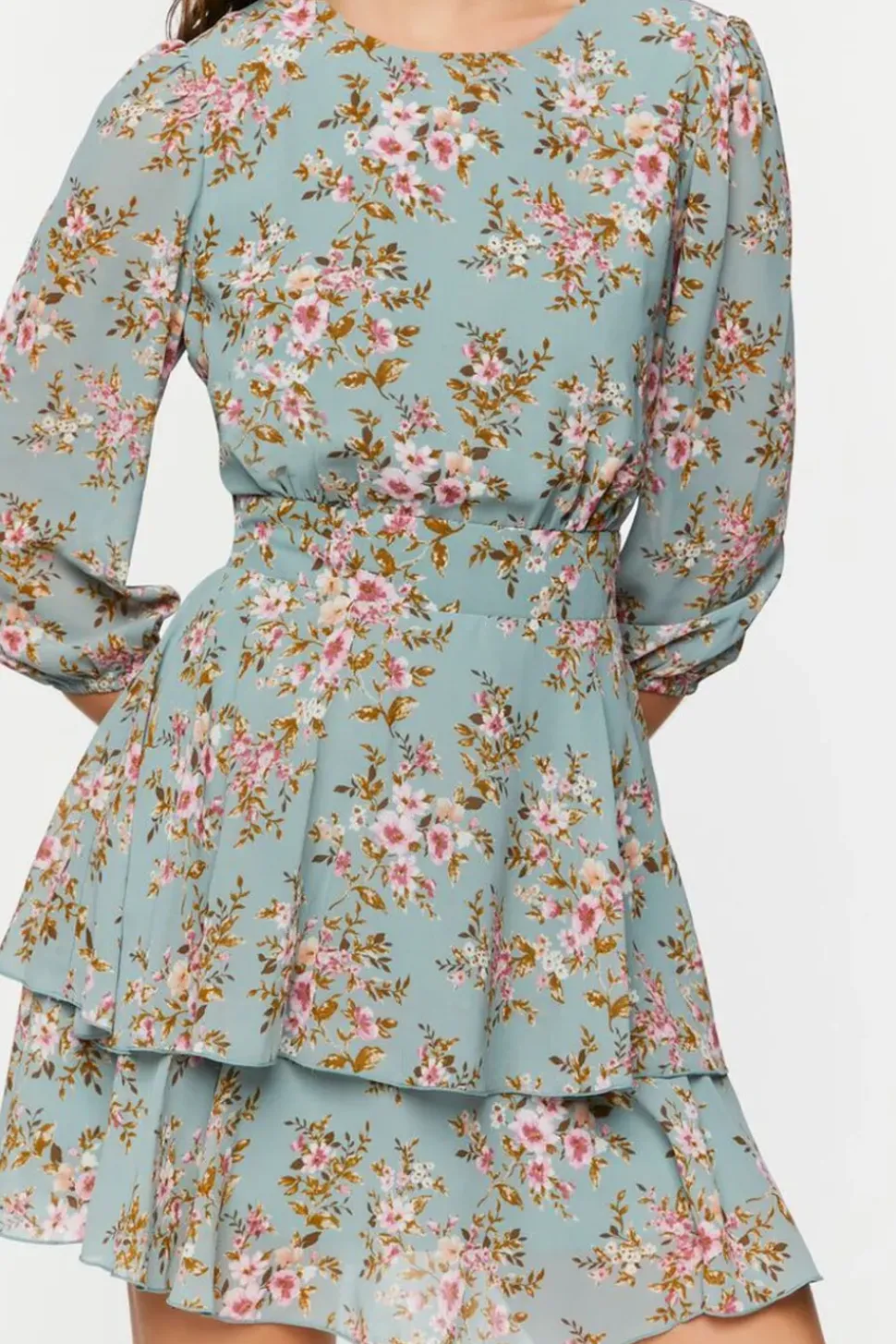 Floral Print Chiffon Mini Dress
