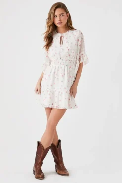 Floral Print Chiffon Mini Dress
