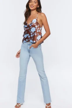 Floral Print Cowl Neck Cami