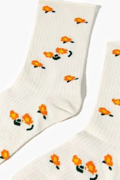Floral Print Crew Socks