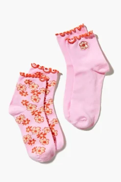 Floral Print Crew Sock Set - 2 Pack