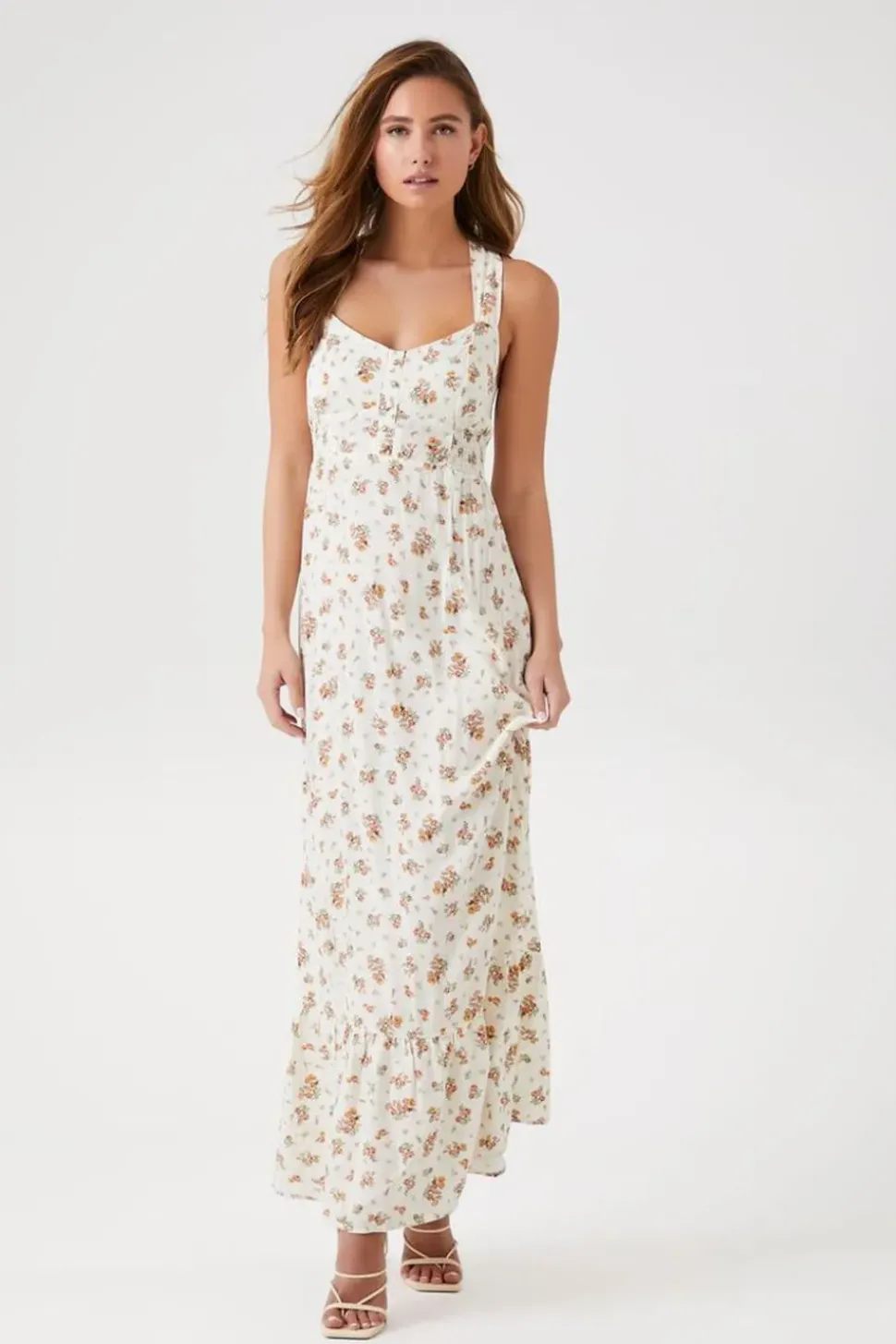 Floral Print Crisscross Maxi Dress