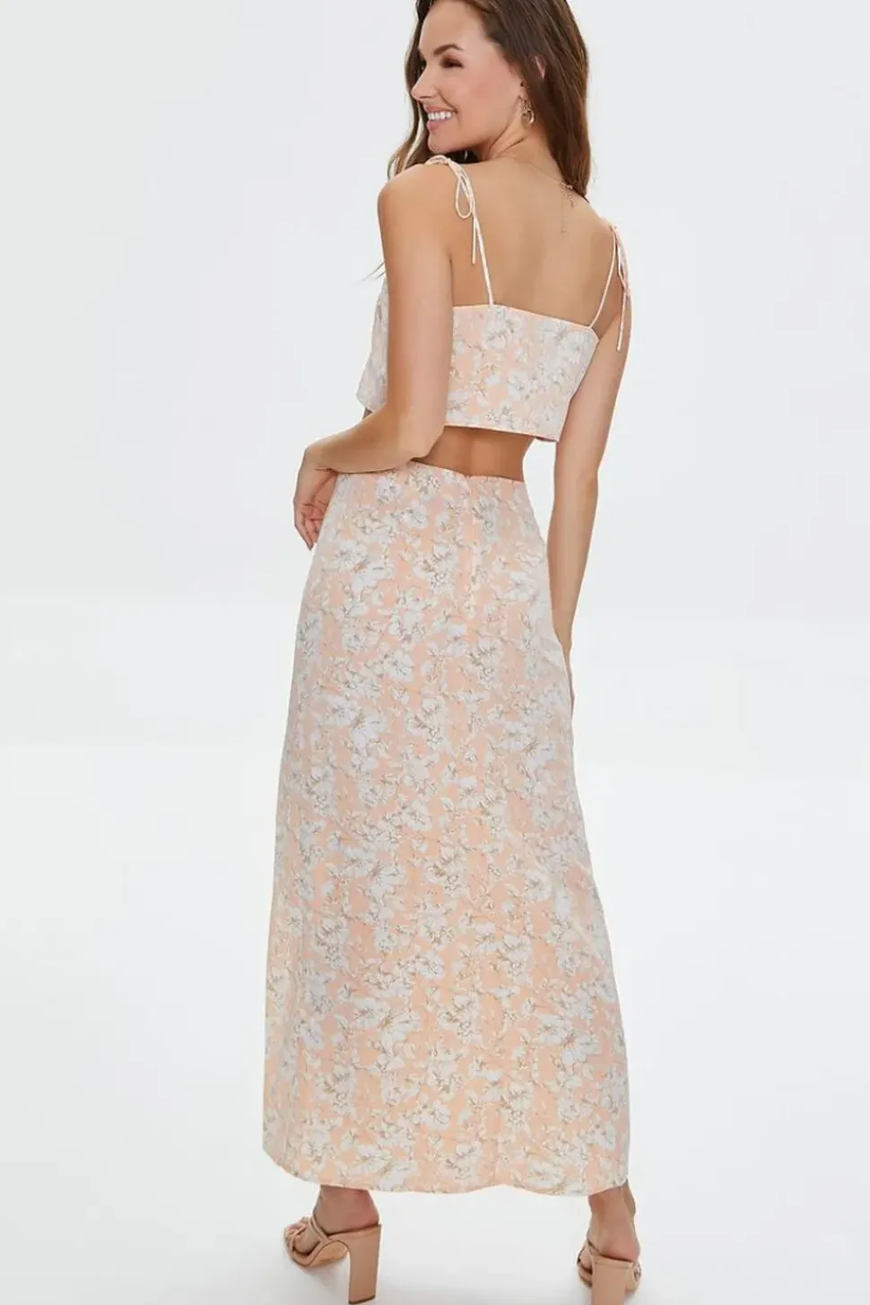 Floral Print Cropped Cami & Skirt Set