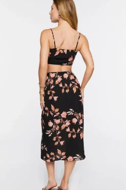 Floral Print Cropped Cami & Skirt Set