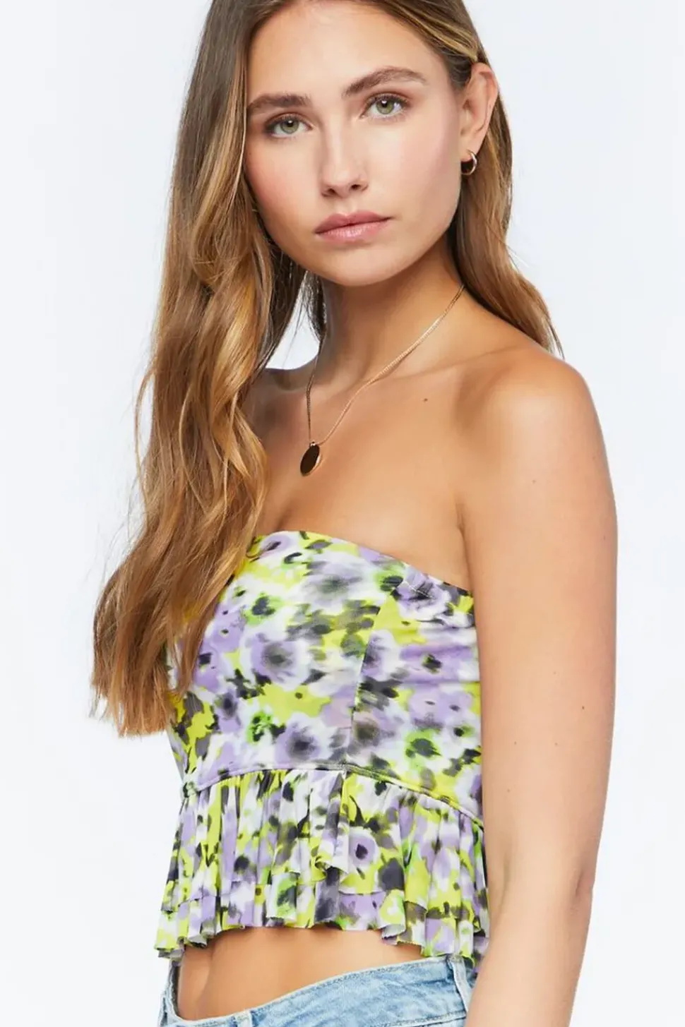 Floral Print Cropped Tube Top