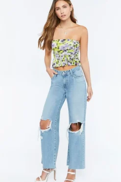 Floral Print Cropped Tube Top