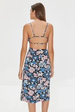 Floral Print Crop Top & Midi Skirt Set