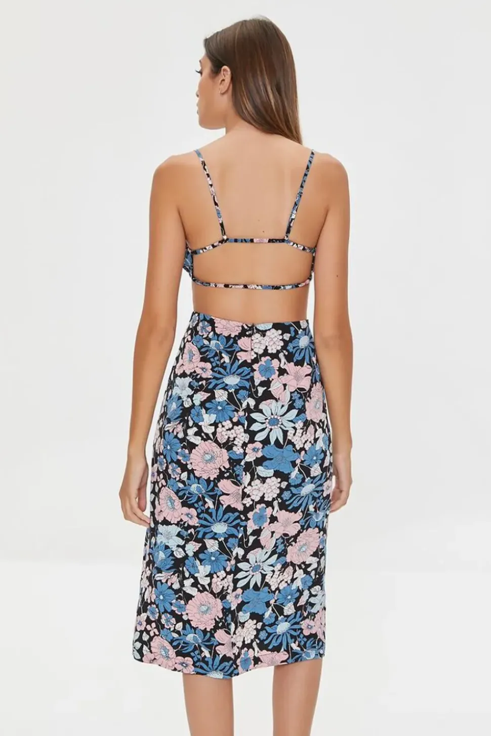 Floral Print Crop Top & Midi Skirt Set