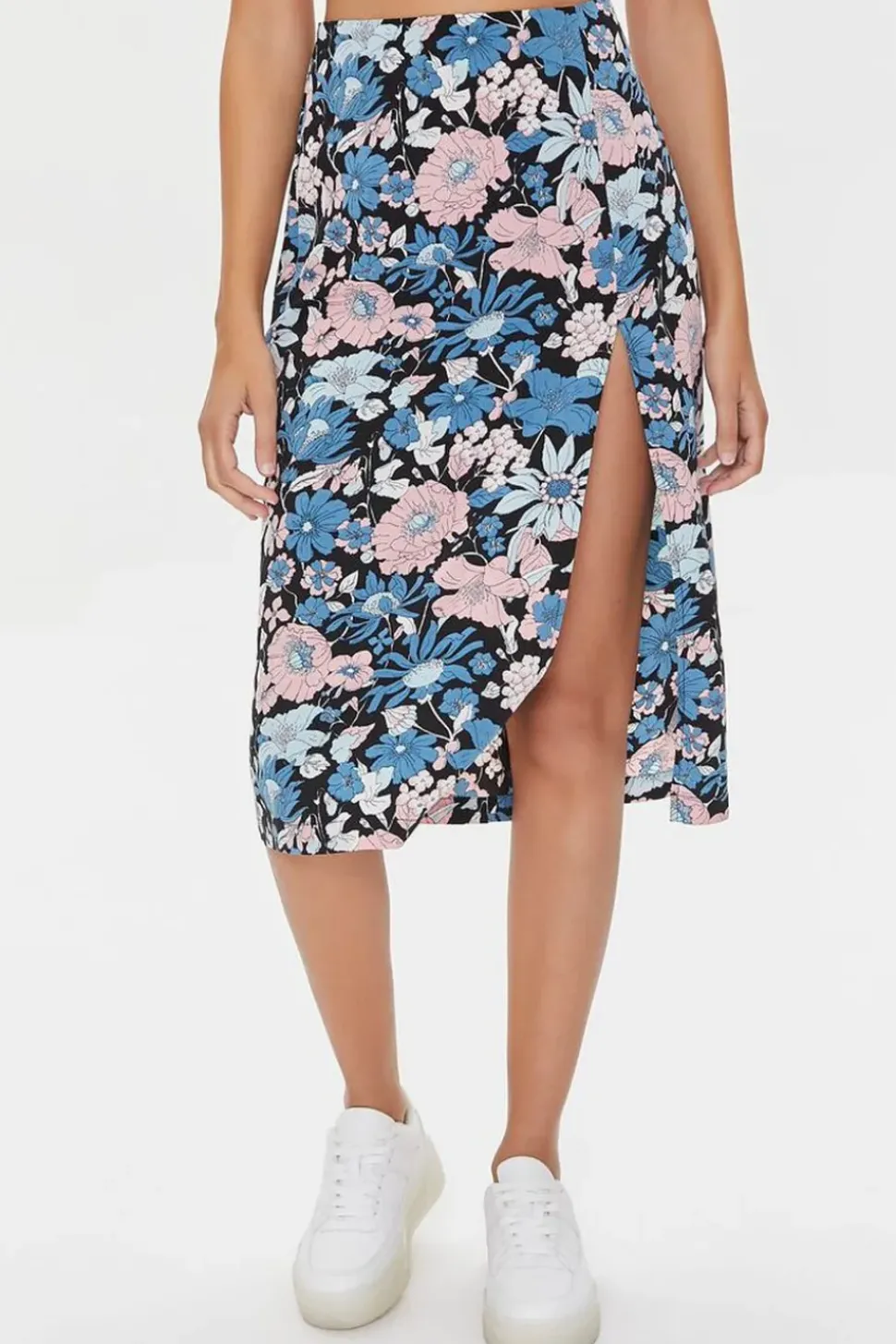 Floral Print Crop Top & Midi Skirt Set