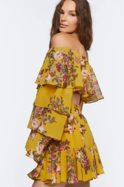 Floral Print Crop Top & Mini Skirt Set