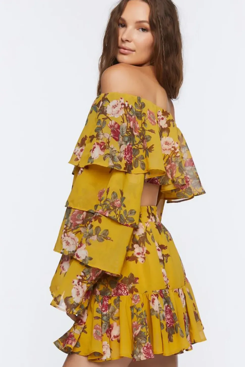 Floral Print Crop Top & Mini Skirt Set