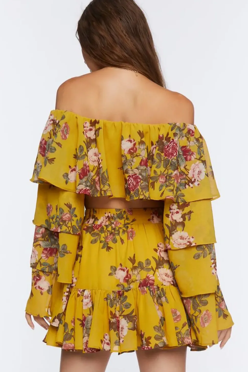 Floral Print Crop Top & Mini Skirt Set
