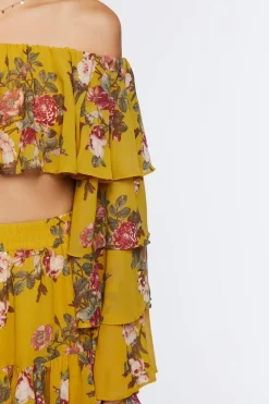 Floral Print Crop Top & Mini Skirt Set