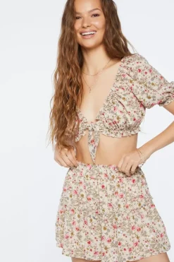 Floral Print Crop Top & Mini Skirt Set