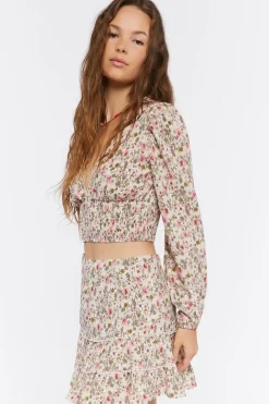 Floral Print Crop Top & Mini Skirt Set