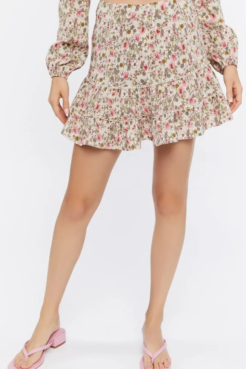 Floral Print Crop Top & Mini Skirt Set