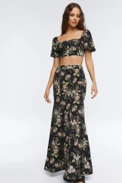 Floral Print Crop Top & Skirt Set