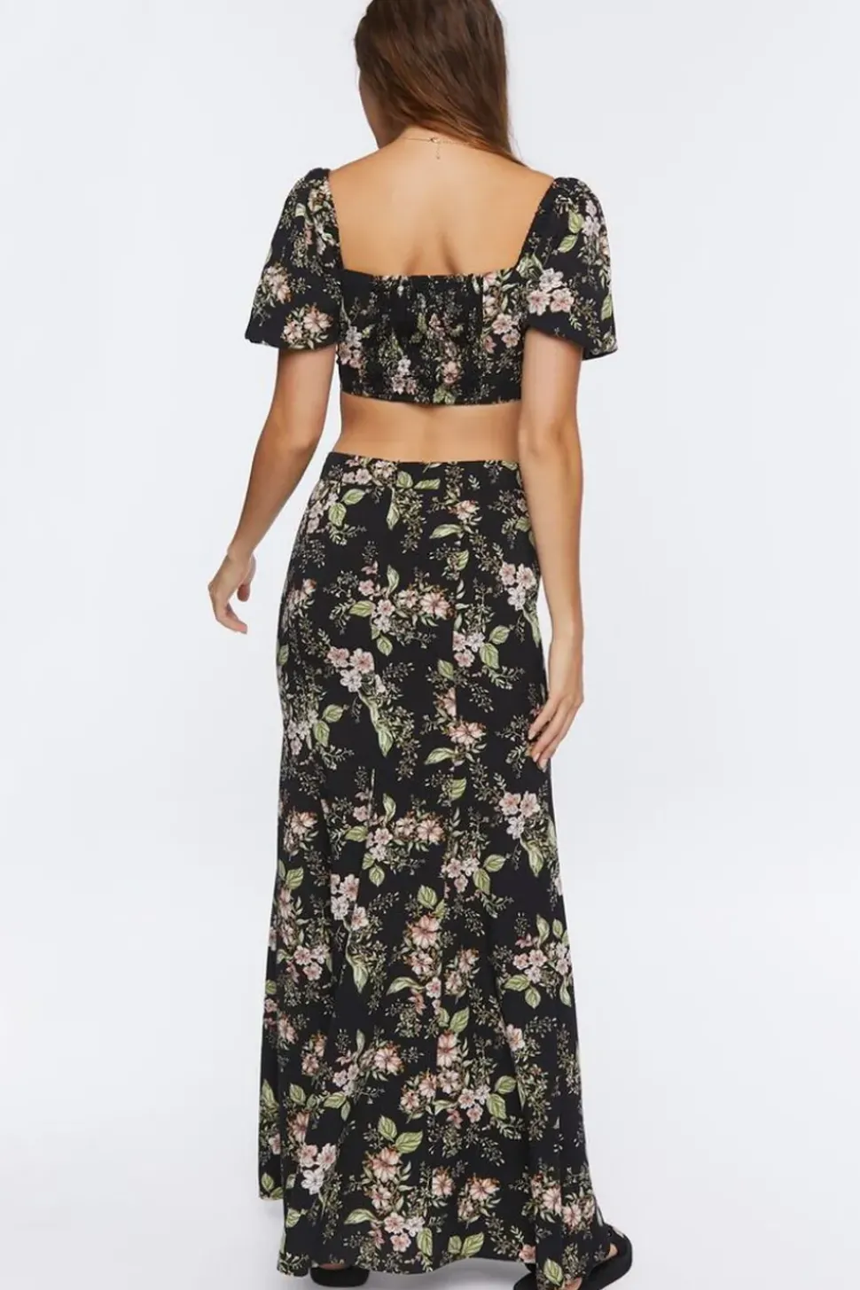 Floral Print Crop Top & Skirt Set