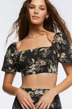 Floral Print Crop Top & Skirt Set