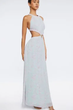 Floral Print Cutout Maxi Dress