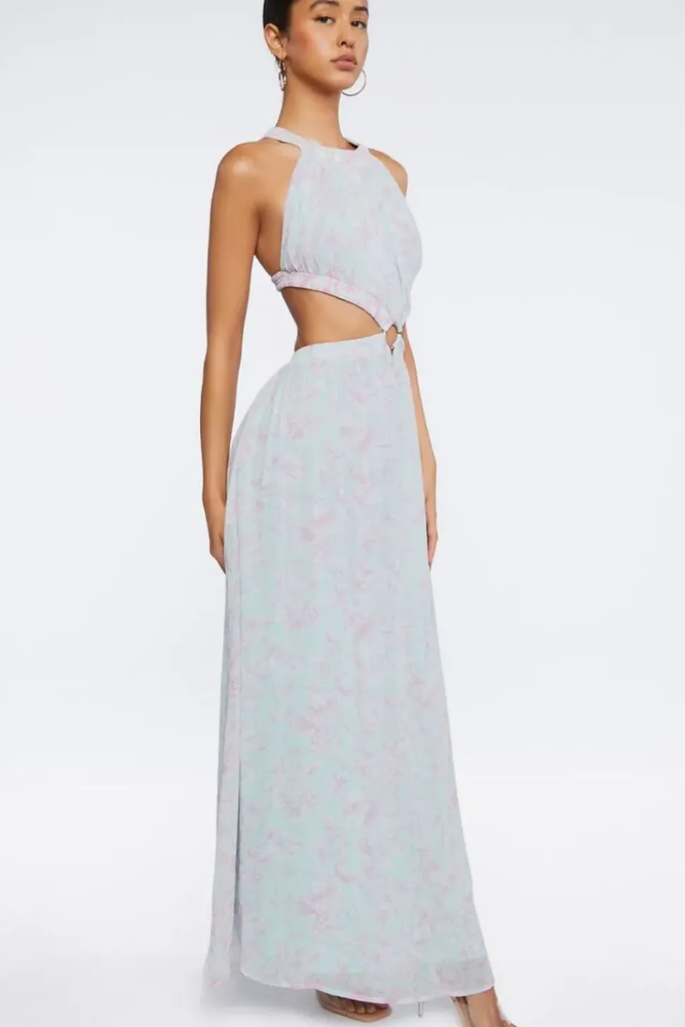 Floral Print Cutout Maxi Dress