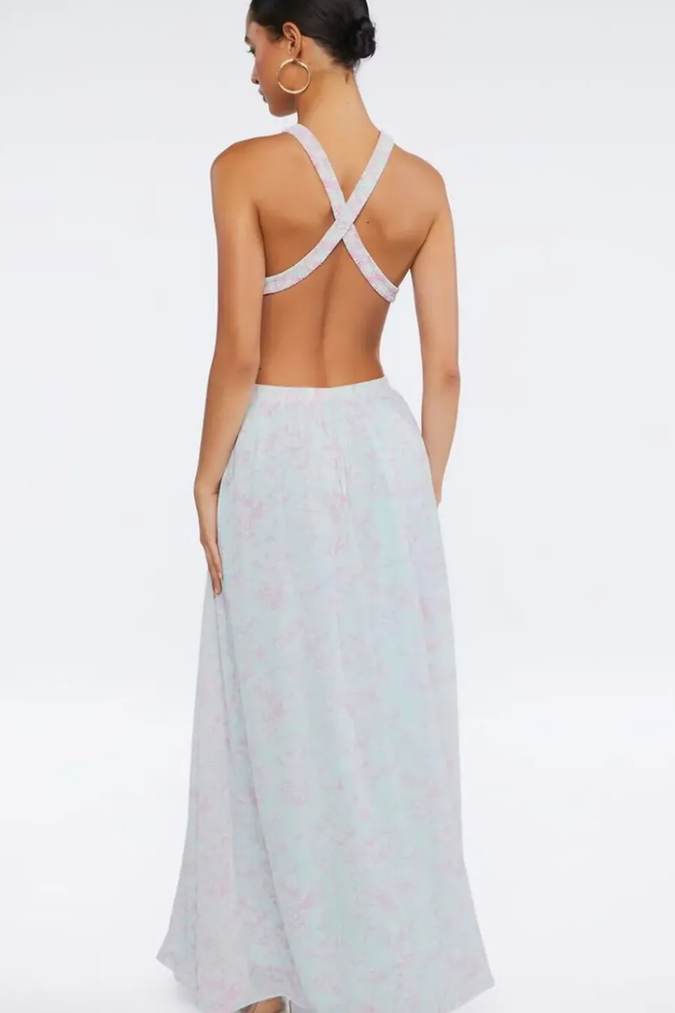 Floral Print Cutout Maxi Dress