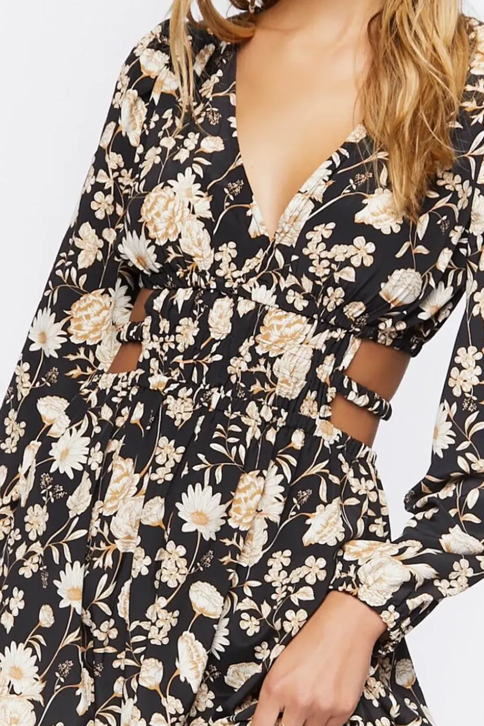 Floral Print Cutout Maxi Dress