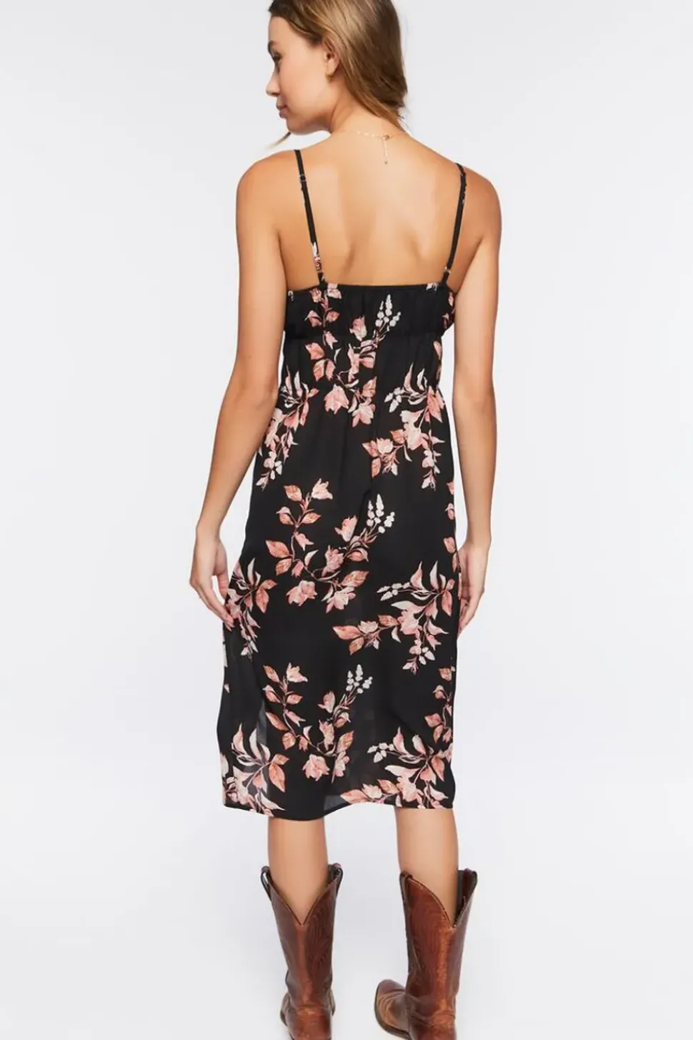 Floral Print Cutout Midi Dress